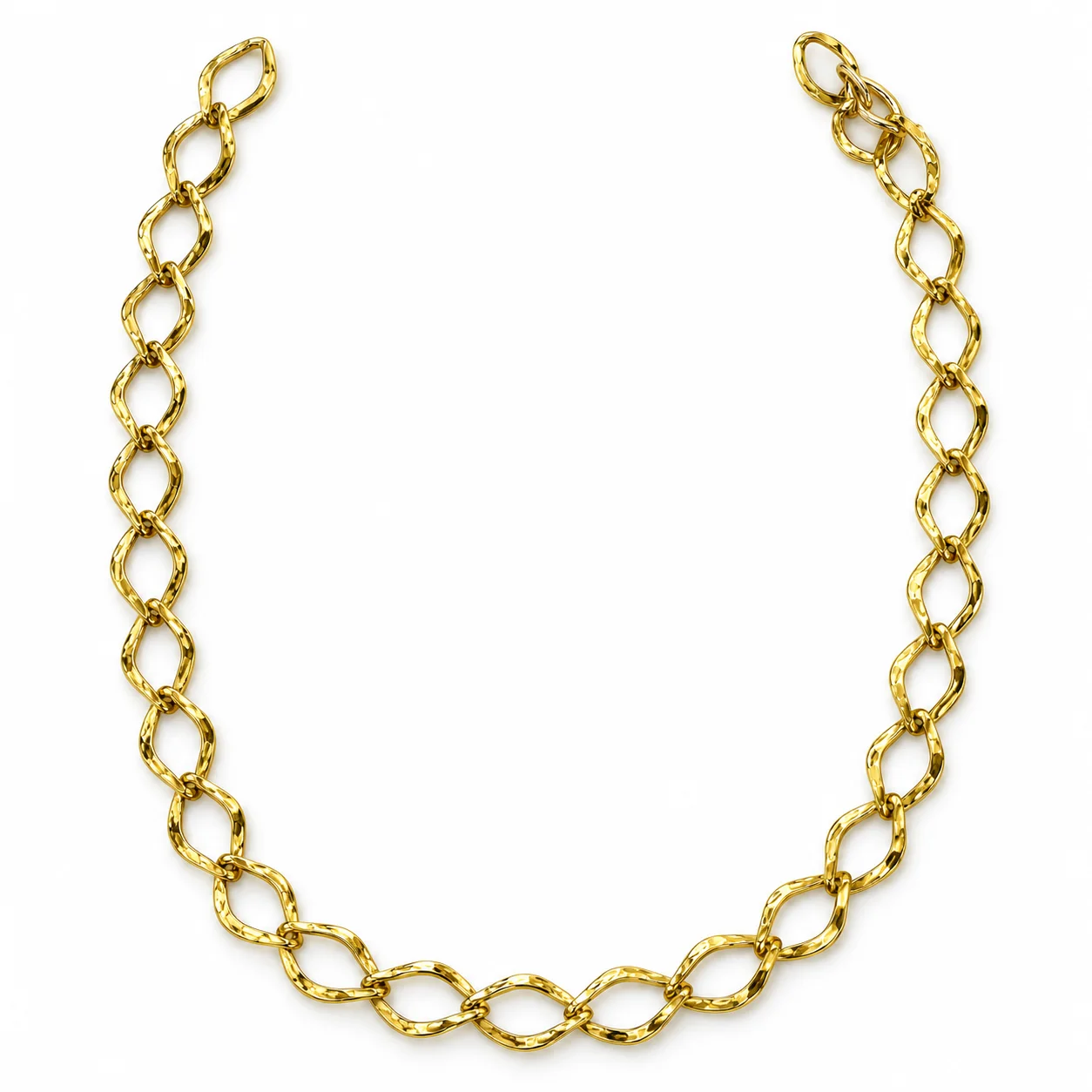Marquise Hammered Link Necklace