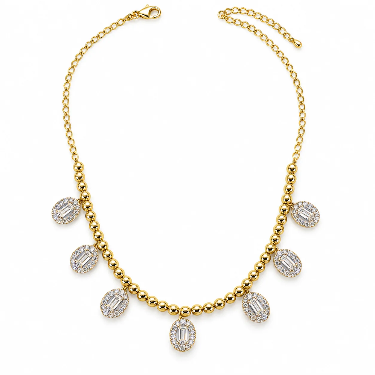 Élan Oval Halo Charm Necklace