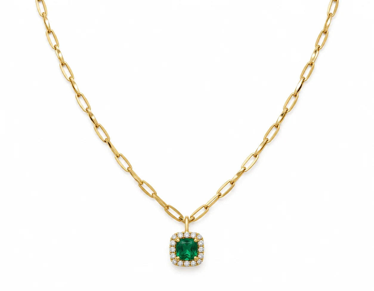 Verde Emerald Halo Necklace