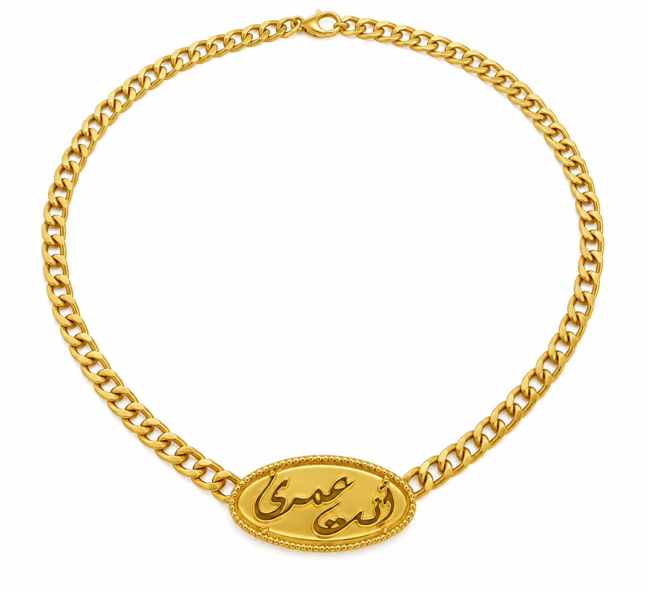 Golden-Script Medallion Necklace