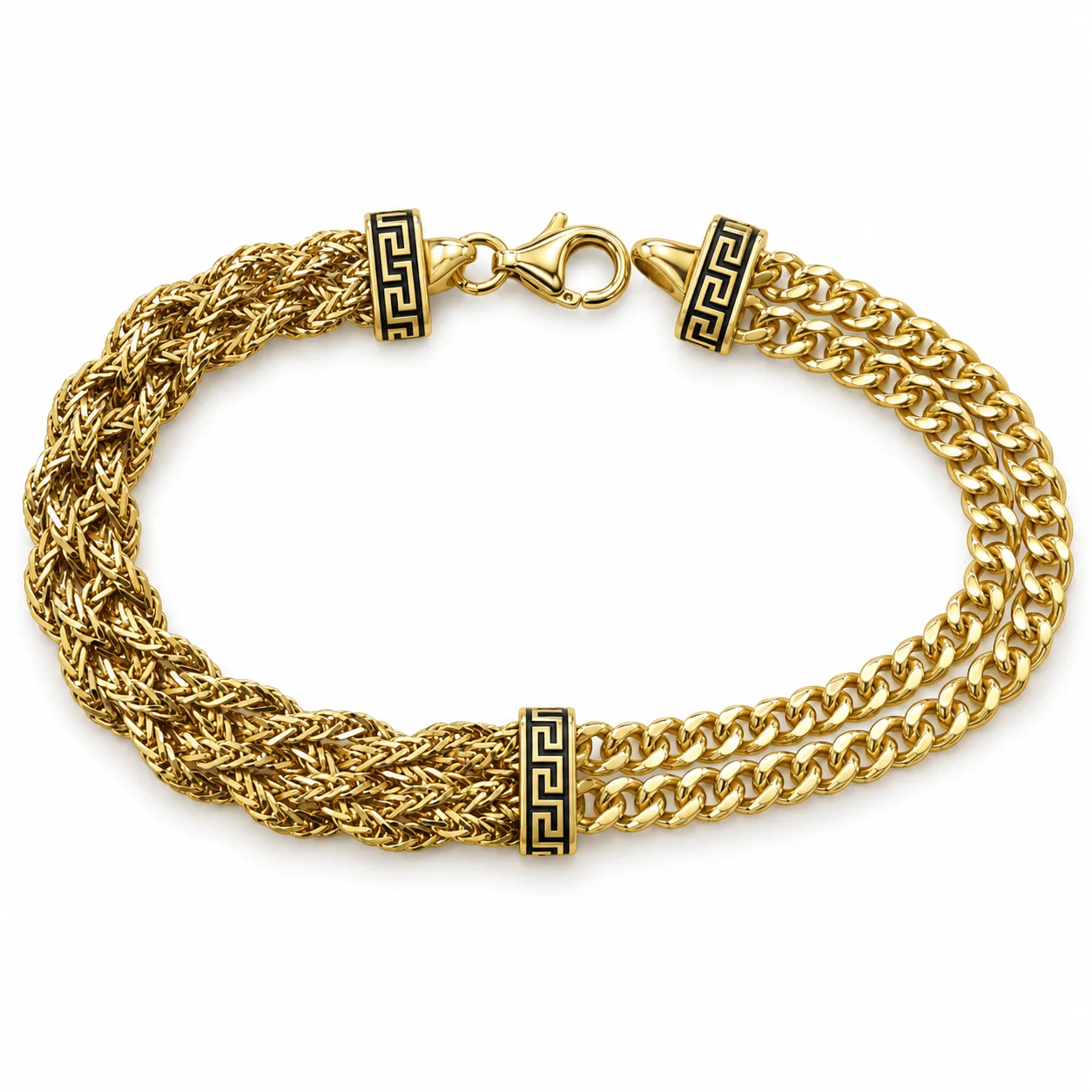 Aegean Greek-Key Multichain Bracelet